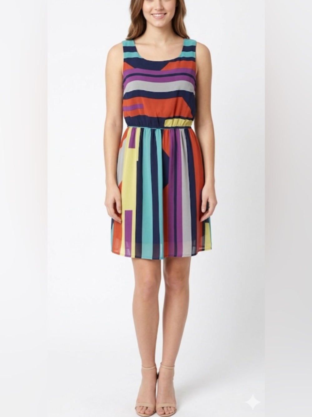 Pinky Boho Striped Sleeveless Mini Dress - Small